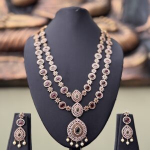 Long Layered Zircon Necklace Set