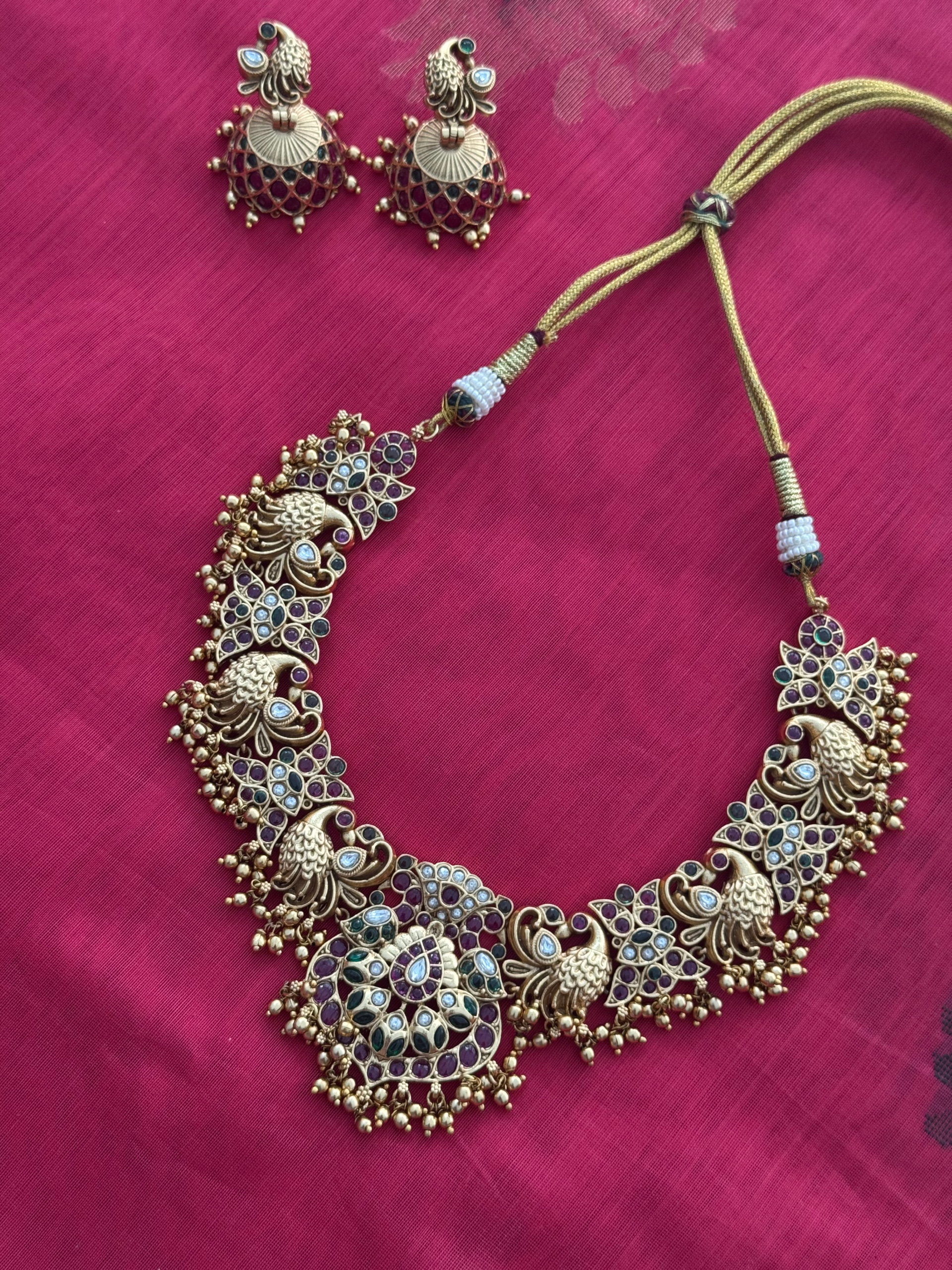 Floral Peacock Regal Choker Set - Image 2