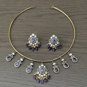 Violet Moissanite Pendant Hasli Set